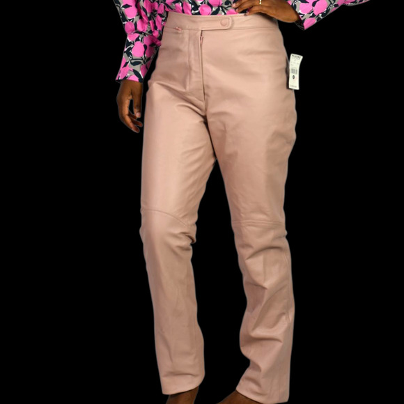 Vintage Wilsons Maxima Leather Pants Pink Blush Straight High Waist Deadstock 6 - Picture 8 of 16
